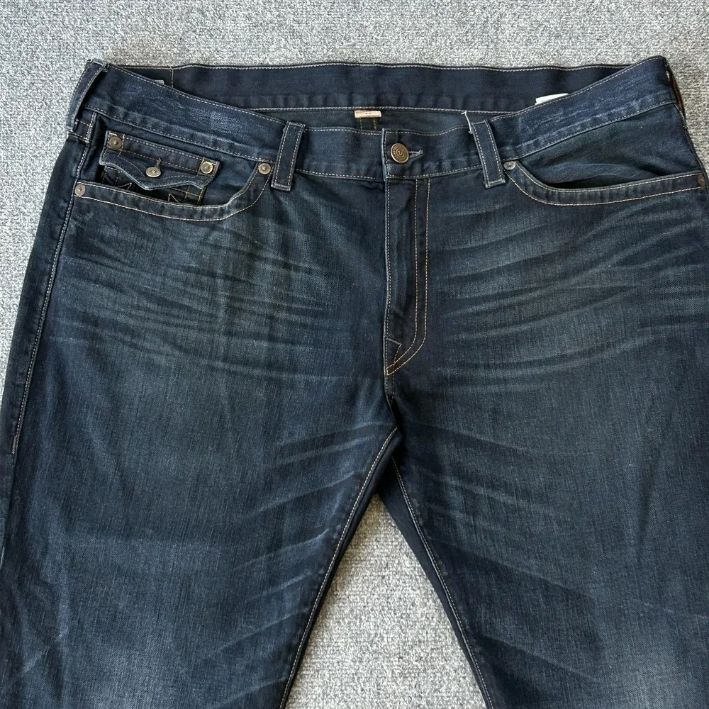 True Religion Billy Relaxed Bootcut‎ Jeans Mens 44x34 Blue Dark Wash Denim